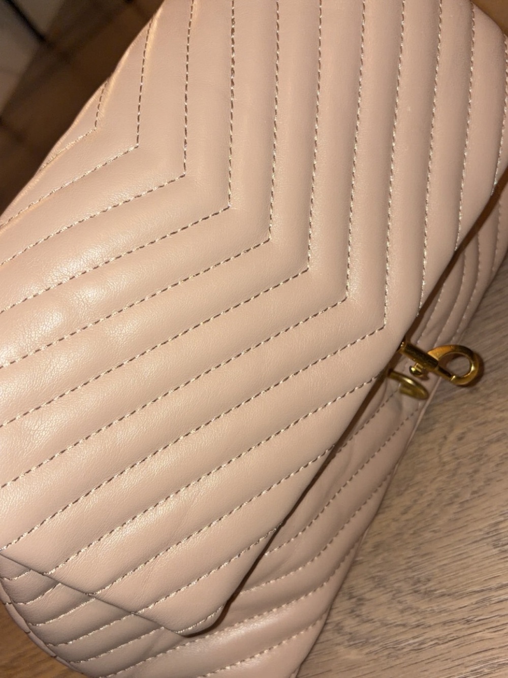 Quilted Chevron Crossbody Bag in Blush